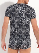 Футболка мужская HOM 40-2965 с чёрно-белым принтом