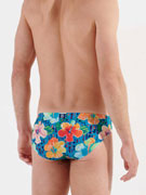Плавки-брифы мужские HOM 40-2761 бирюзовые с цветным принтом