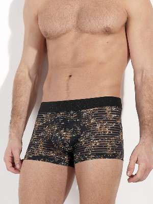 Трусы-хипсы мужские HOM 40-3095 чёрные с камуфляжным принтом