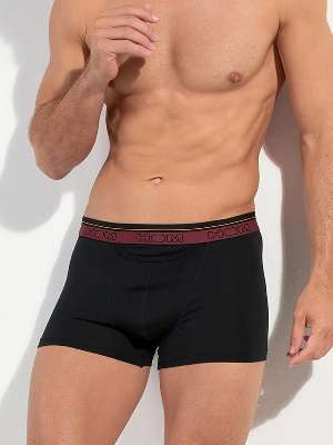Трусы-боксеры мужские HOM 40-2872 чёрные с бордовым поясом