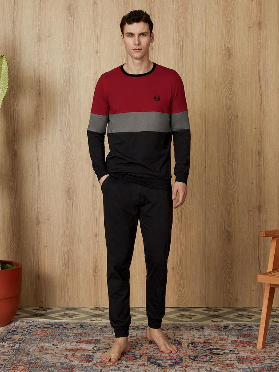 Пижама мужская Doreanse 4734 чёрная с бордовым