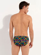 трусы-слипы мужские HOM 40-2951 чёрные с цветным принтом