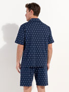 Пижама мужская HOM 40-2937 тёмно-синяя с цветным принтом