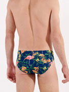 Плавки-брифы мужские HOM 40-2764 тёмно-синие с цветным принтом