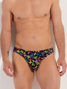 трусы-слипы мужские HOM 40-2951 чёрные с цветным принтом