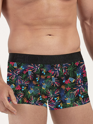 Трусы-хипсы мужские HOM 40-3016 чёрные с цветным принтом