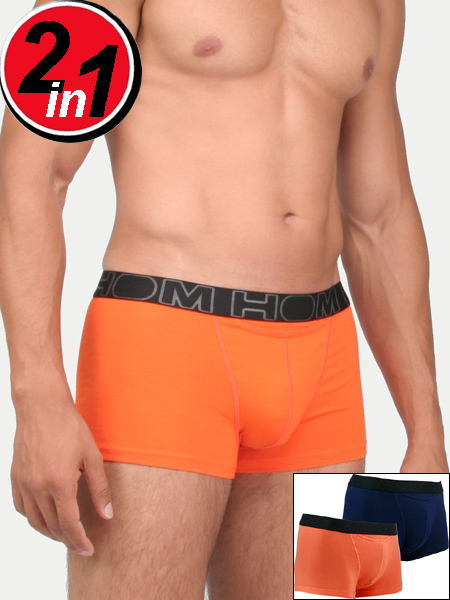 Комплект мужских трусов-боксеров HOM 40-0405 тёмно-синие + оранжевые