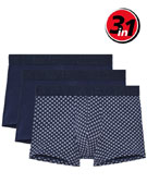 Комплект трусов-боксеров мужских HOM 40-3102 тёмно-синие + тёмно-синие с цветным принтом
