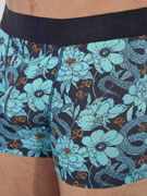Трусы-боксеры мужские HOM 40-3045 тёмно-синие с бирюзовым цветочным принтом