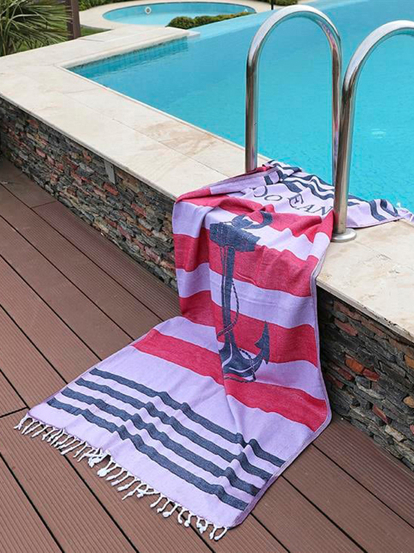 Пляжное полотенце (плед) Doreanse 824 с жаккардовым изображением якоря