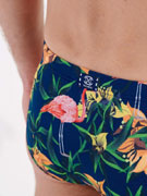 Плавки-брифы мужские HOM 40-2764 тёмно-синие с цветным принтом