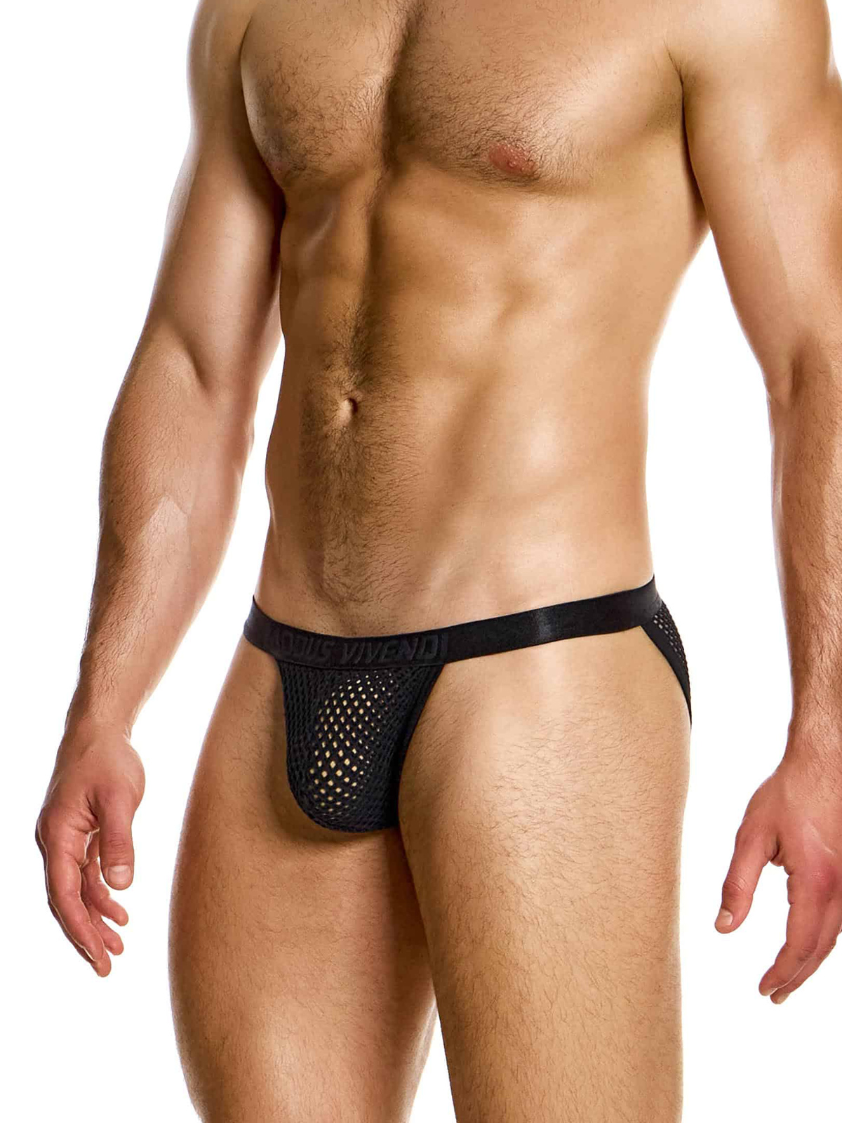 Трусы-танга мужские Modus Vivendi 05415 чёрные в крупную сеточку