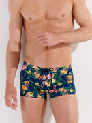 Плавки-боксеры мужские HOM 40-2765 тёмно-синие с цветным принтом