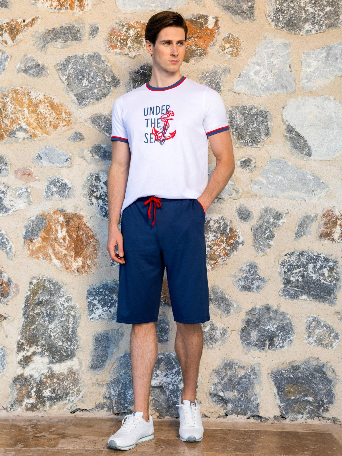 Пижама мужская Doreanse 4504 сине-белая