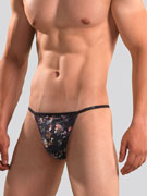 Стринги мужские HOM 40-2651 чёрные с принтом