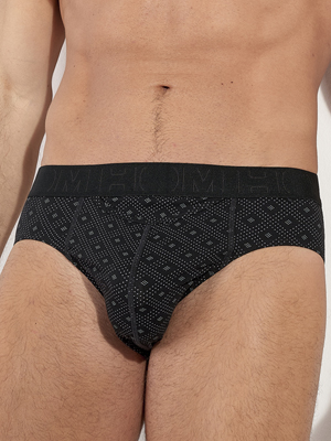 Трусы-брифы мужские HOM 40-3103 чёрные с графическим принтом