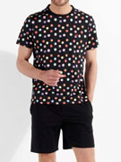 пижама мужская HOM 40-2709 чёрная с цветным принтом