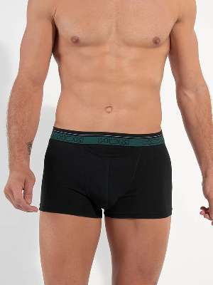 Трусы-боксеры мужские HOM 40-2872 чёрные с зелёным поясом