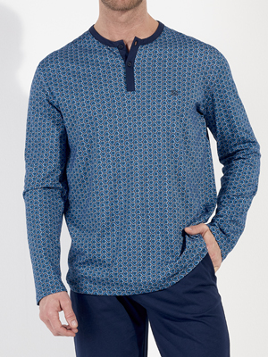 Пижама мужская HOM 40-3053 тёмно-синяя с принтом