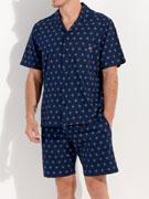 Пижама мужская HOM 40-2937 тёмно-синяя с цветным принтом