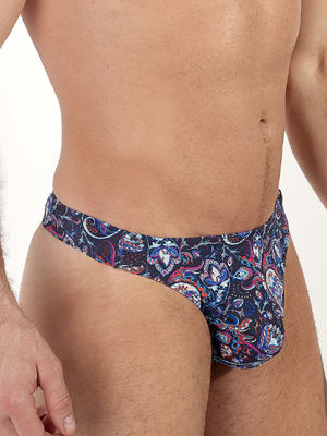 Стринги мужские HOM 40-3042 с цветным принтом пейсли