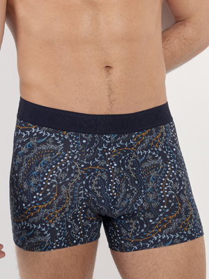 Трусы-боксеры мужские HOM 40-3077 тёмно-синие с цветным принтом