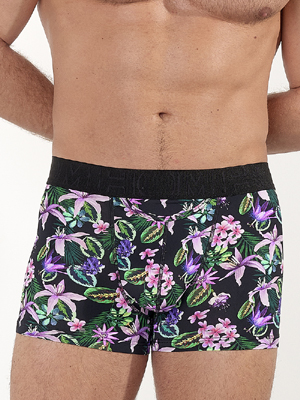 Трусы-боксеры мужские HOM 40-3045 чёрные с цветочным принтом