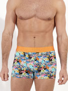 Трусы-боксеры мужские HOM 40-3045 с бирюзово-оранжевым цветочным принтом