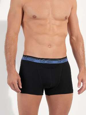 Трусы-боксеры мужские HOM 40-2872 чёрные с синим поясом