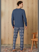 Пижама мужская Doreanse 4774 цвета деним с брюками в клетку