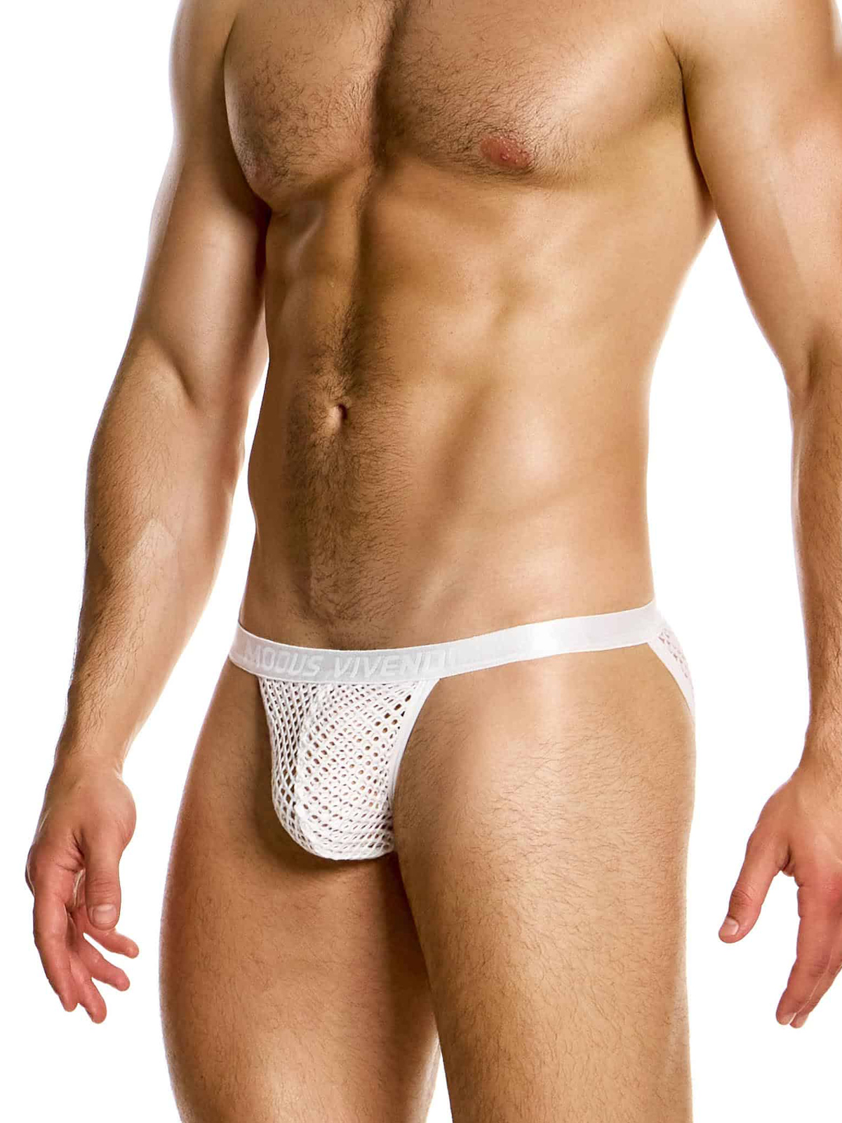 Трусы-танга мужские Modus Vivendi 05415 белые в крупную сеточку