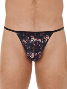 Стринги мужские HOM 40-2651 чёрные с принтом