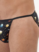 Трусы-танга мужские HOM 40-3043 чёрные с цветным принтом