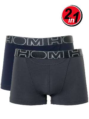 Комплект из 2-х трусов-боксеров мужских HOM 40-0405 серые + тёмно-синие