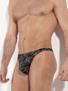 Стринги мужские HOM 40-3094 чёрные с камуфляжным принтом