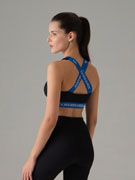 Бюстгальтер-топ спортивный Doreanse 5586 чёрный с синей отделкой