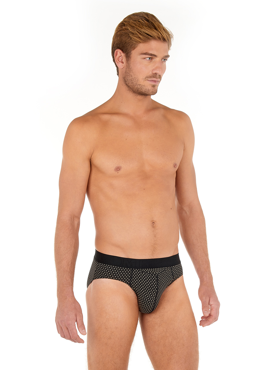 трусы-брифы мужские HOM 40-2430 чёрные с микропринтом
